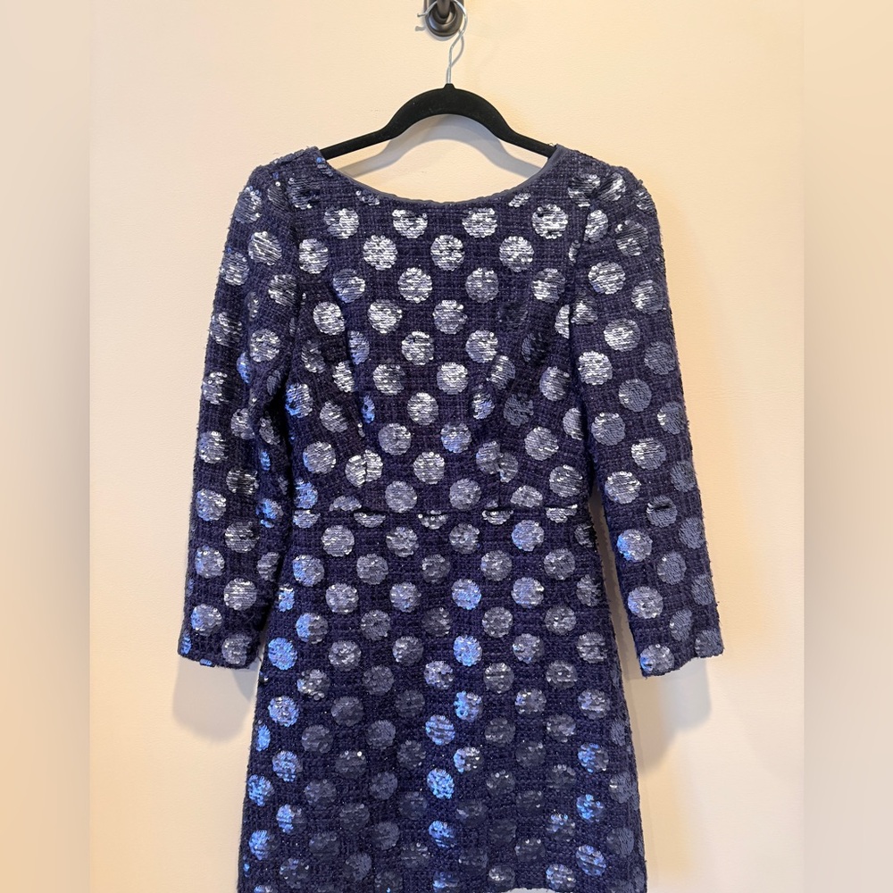 Jill Stuart Navy Sequin Polka Dot Dress